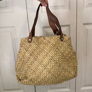 Furla Leather Woven Tote Bag Purse